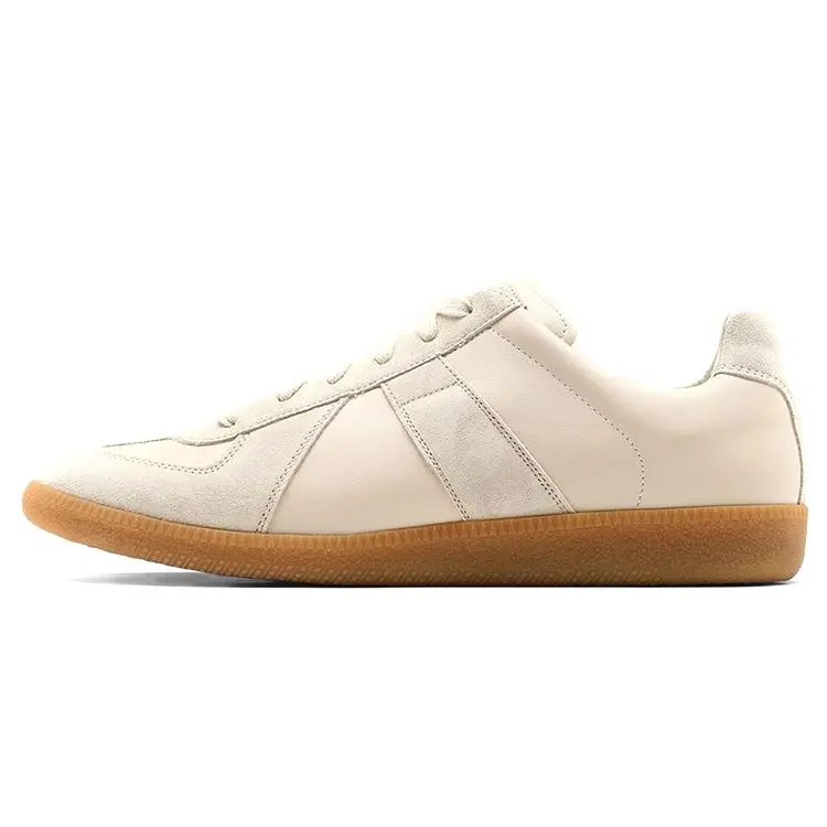 Maison Margiela Replica Men's Beige Low-Top Lace-Up Casual Trainers - Rubber Footwear, Walking Shoes, House White Official Verifiable Pair with Credentials & Global Authentication (Maison Mihara Included)