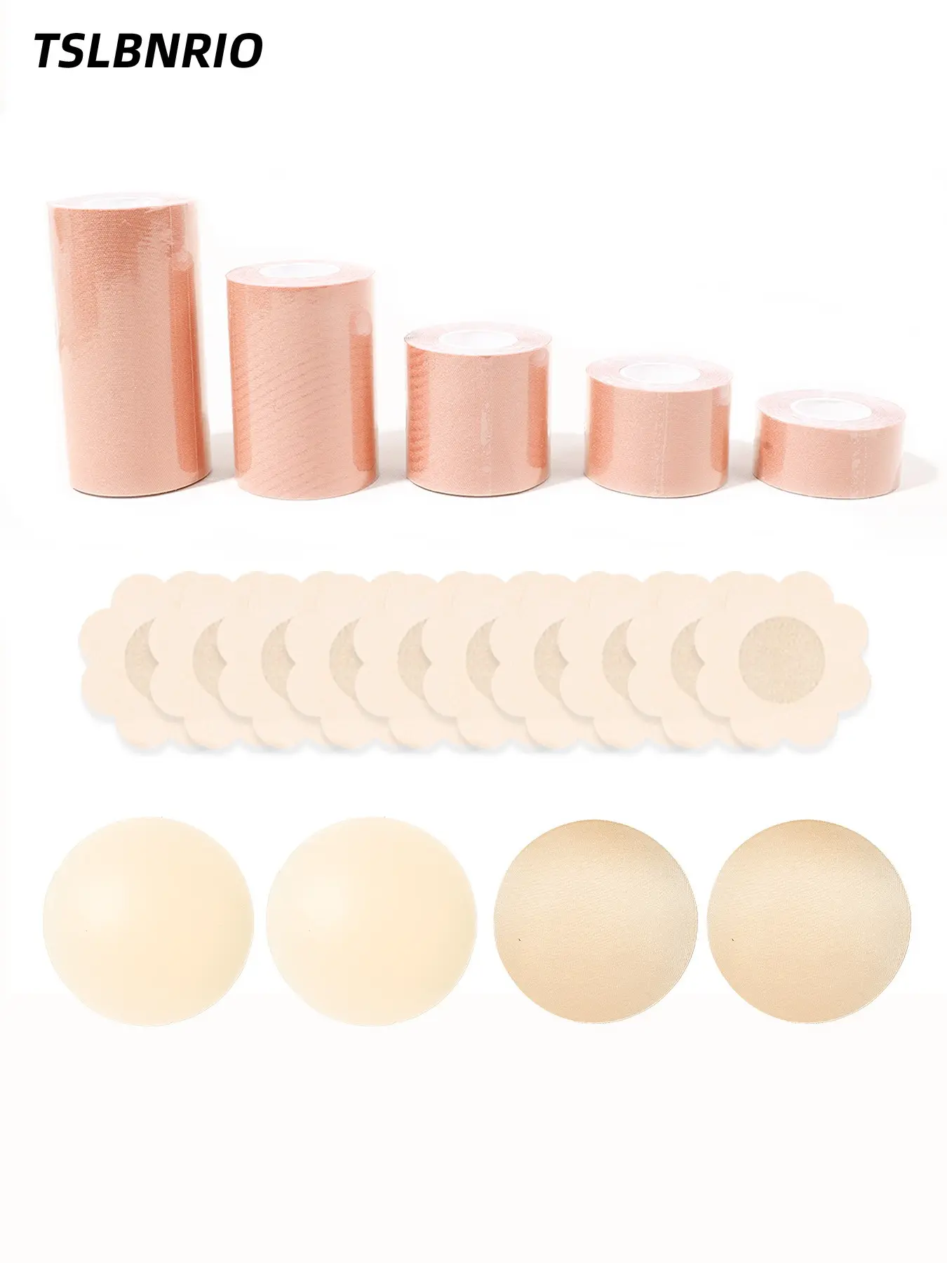 15-Piece Bandage Bra Set, Elastic Self-Adhesive Lift Straps, Sports Tape, Chest Support, Exercise Support, Flexible Lightweight, Reusable Compression, Women, Bra Pack, Adhesive Bra Accessories