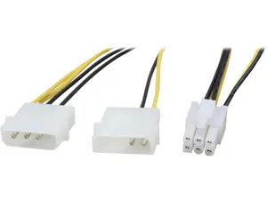 Nippon Labs POW-20308 8 in. PCI Express 6 Pin to 5.25 Male x 2DC Adaptor Cable Male to Male