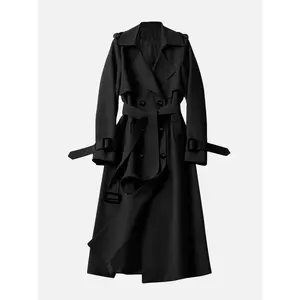 Women's Solid Double Button Belted Trench Coats, Elegant Lapel Neck Long Sleeve Coat for Fall, Winter Wear Casual Wear, Women's Casual Jackets Outerwear for Daily Wear, Winter Clothes Women, Coats for WomenXCC121 Can be used with a raincoat