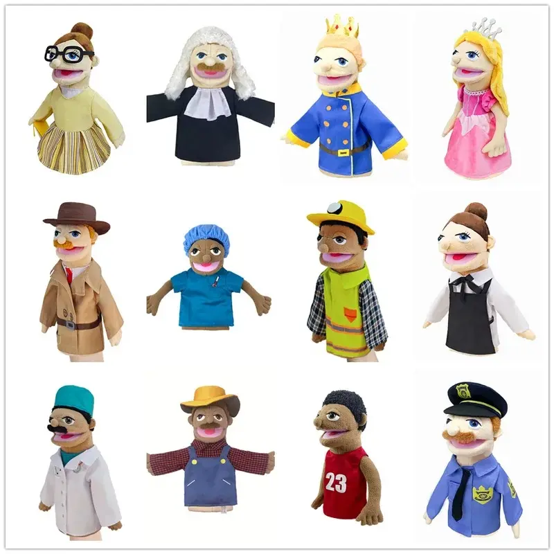 Cute Cartoon Profession Series Hand Puppet Plush Doctor Police Officer Nurse Teacher Job Puppet Ventriloquism Doll