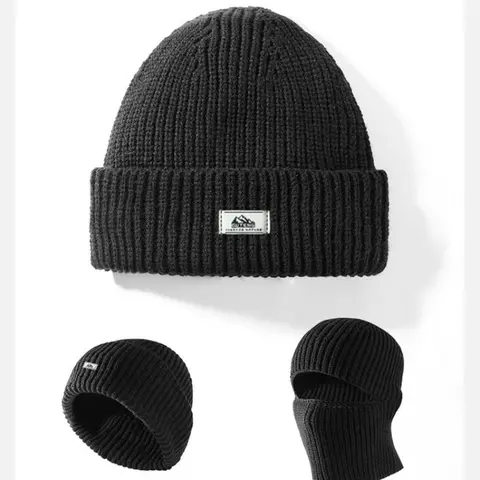 2-in-1 Unisex Winter Warm Knit Beanie Hat, 1 Pack Outdoor Casual Windproof Protective Mask Riding Gear for Men & Women, Multifunctional Beanie for Outdoor Cycling and Skiing