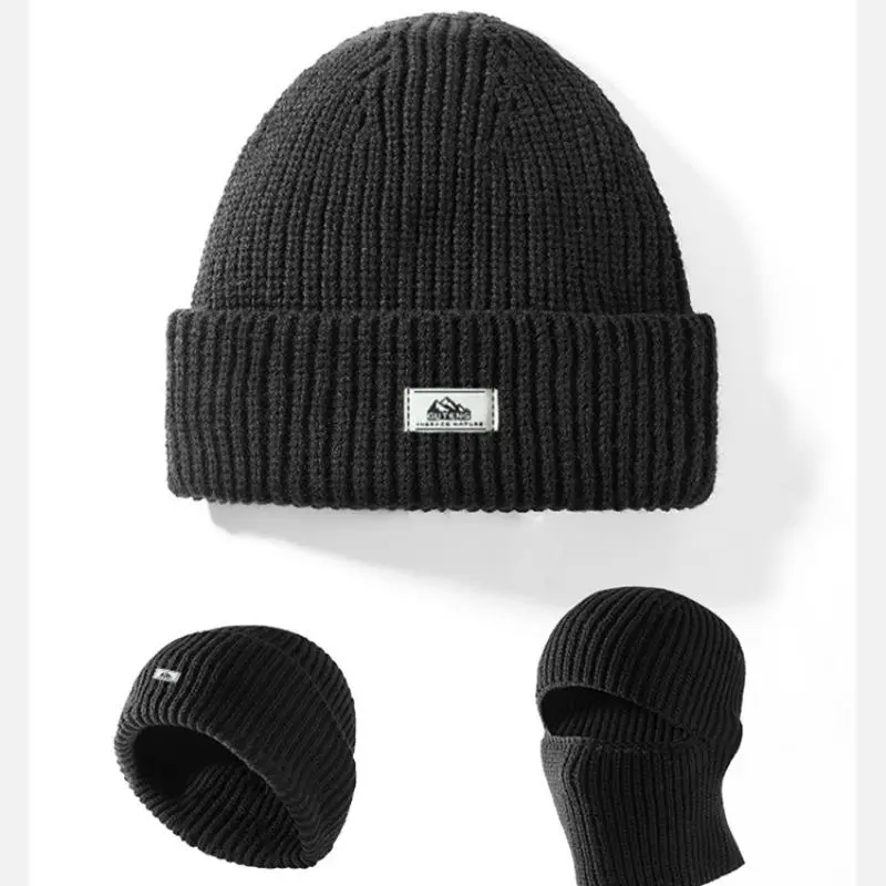 2-in-1 Unisex Winter Warm Knit Beanie Hat, 1 Pack Outdoor Casual Windproof Protective Mask Riding Gear for Men & Women, Multifunctional Beanie for Outdoor Cycling and Skiing