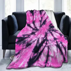 Pink and Black Tie Dye Fleece Blanket Lightweight Ultra-Soft Throw Blanket for Sofa Couch Bed Camping Travel - Super Soft Cozy Microfiber Blanket