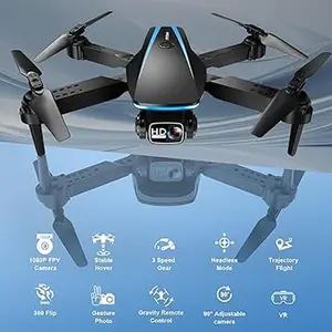 Drone with Camera - Drones for Kids Adults, 1080P HD Foldable Drone with Stable Hover, Auto-Follow, Trajectory Flight, Gravity Control, 90° Adjustable Lens, One Key Take Off/Land, 3D Flip