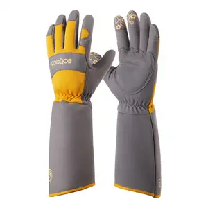 COOLJOB Thorn-Proof Puncture-Resistant Reinforced Gardening Gloves, Long Sleeve with Forearm Guard & Reinforced Knuckles, Anti-Skid Durable Firm-Grip (Orange), Anti-Skid Gardening Gloves