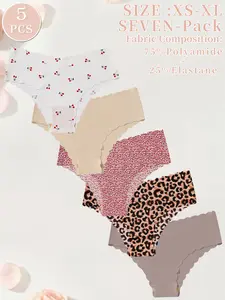 Women's Sexy Underwear Set, Seamless Comfort Triangle Panties, Slim-Fitting Design, All-Season Wear, Plain Pattern, Pack of 10, Cute