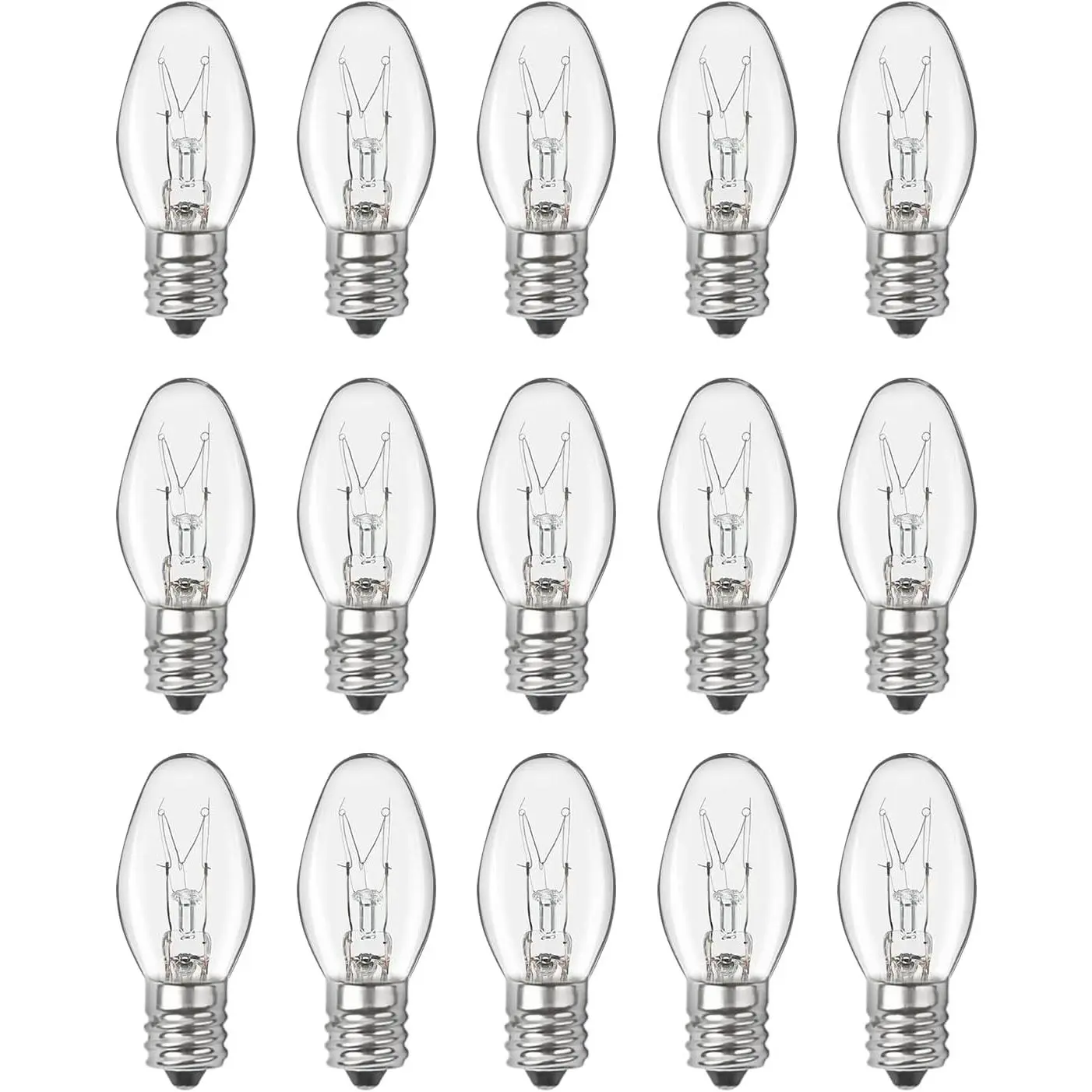 Salt Lamp Bulbs - 15 Watt Light Bulbs for Scentsy Wax Warmer - C7 Replacement Bulbs for Plug in Wax Diffuser- Warmwhite - Dimmable,15 Packs
