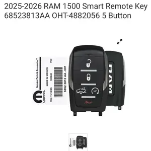 5-Button Smart Remote Key for 2025-2026 RAM 1500, Part Numbers 68523813AA/OHT-4882056, Smart Home Control Automotive Lock & Security Accessory