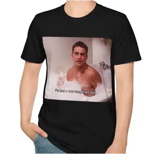 Chandler Bing "Long Hard Day" Quote Tee, Friends TV Show Fan Short Sleeve For Daily Casual Wear