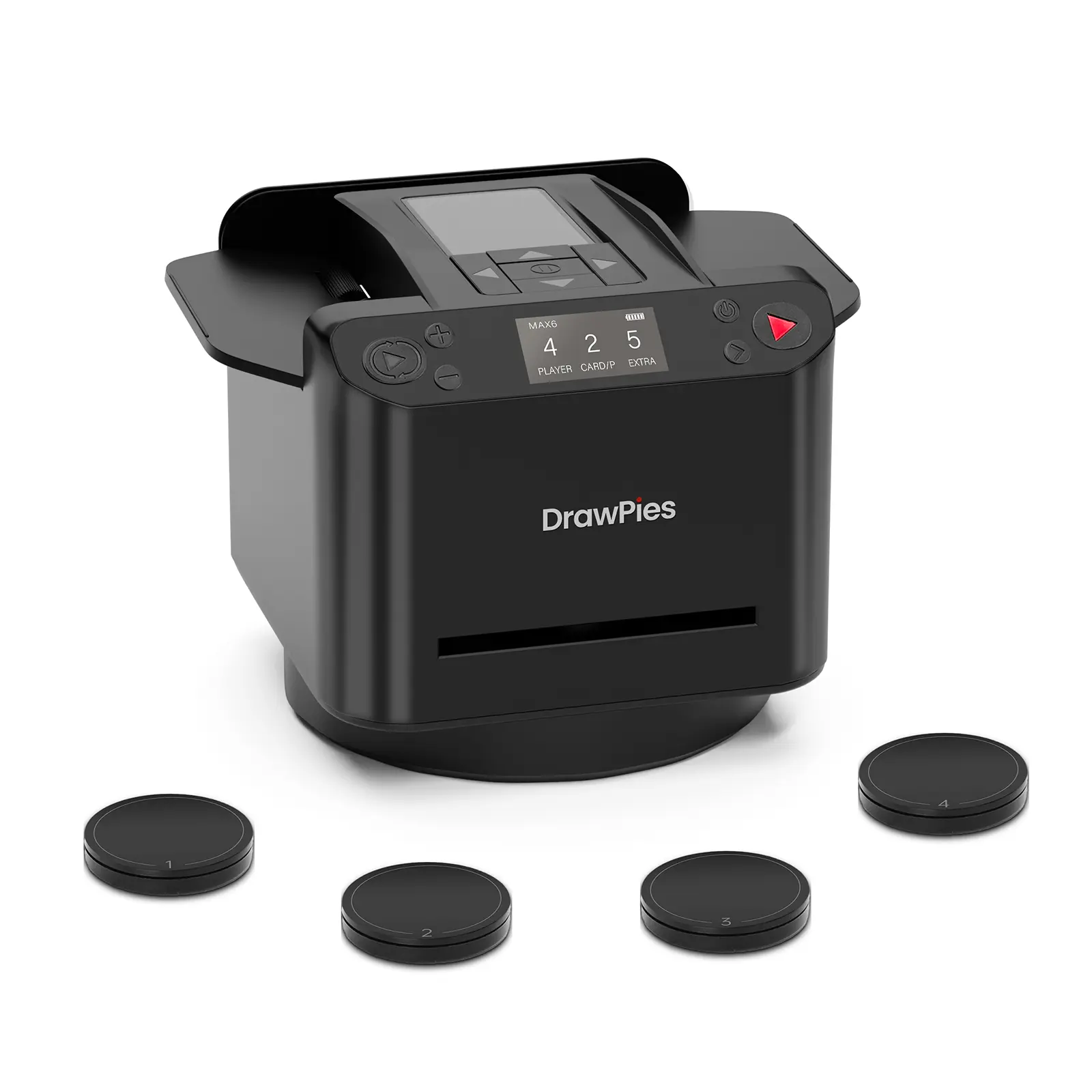 DrawPies 2-in-1 Rechargeable Compact Automatic Card Shuffler & Auto-Deal Dealer, 4 Drawing Remotes, Adjustable Dealing Distance for Party Card Game, Poker, Party Cards Game