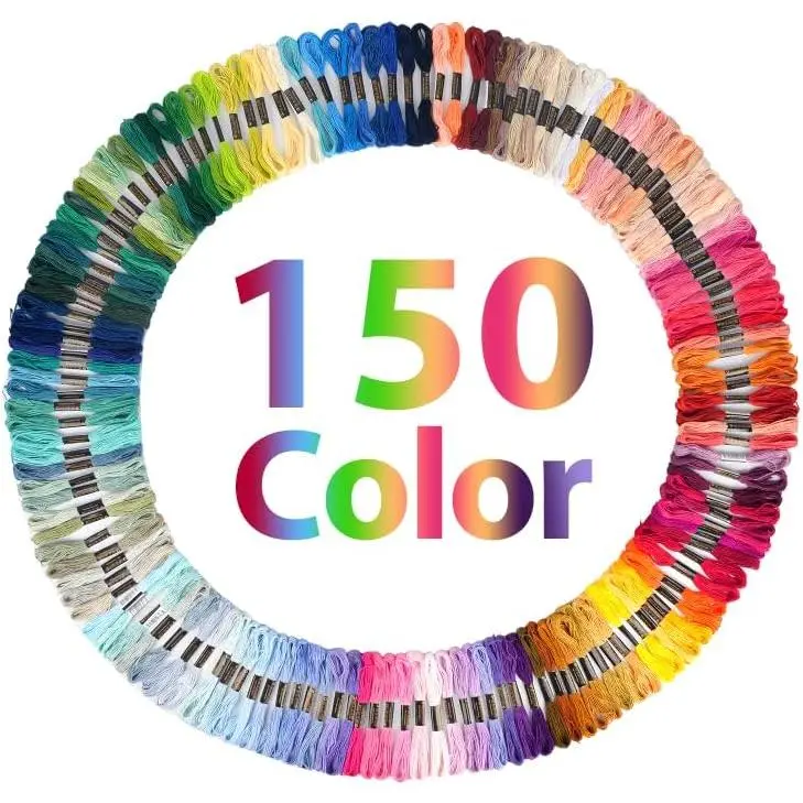 150 Color Skeins Rainbow Color Embroidery Floss, Stitch Threads, Bracelet Yarn, Craft Floss
