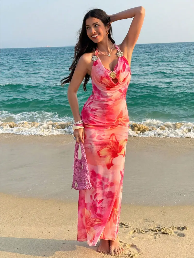 shein summer finds dress longs flowers - TikTok Shop