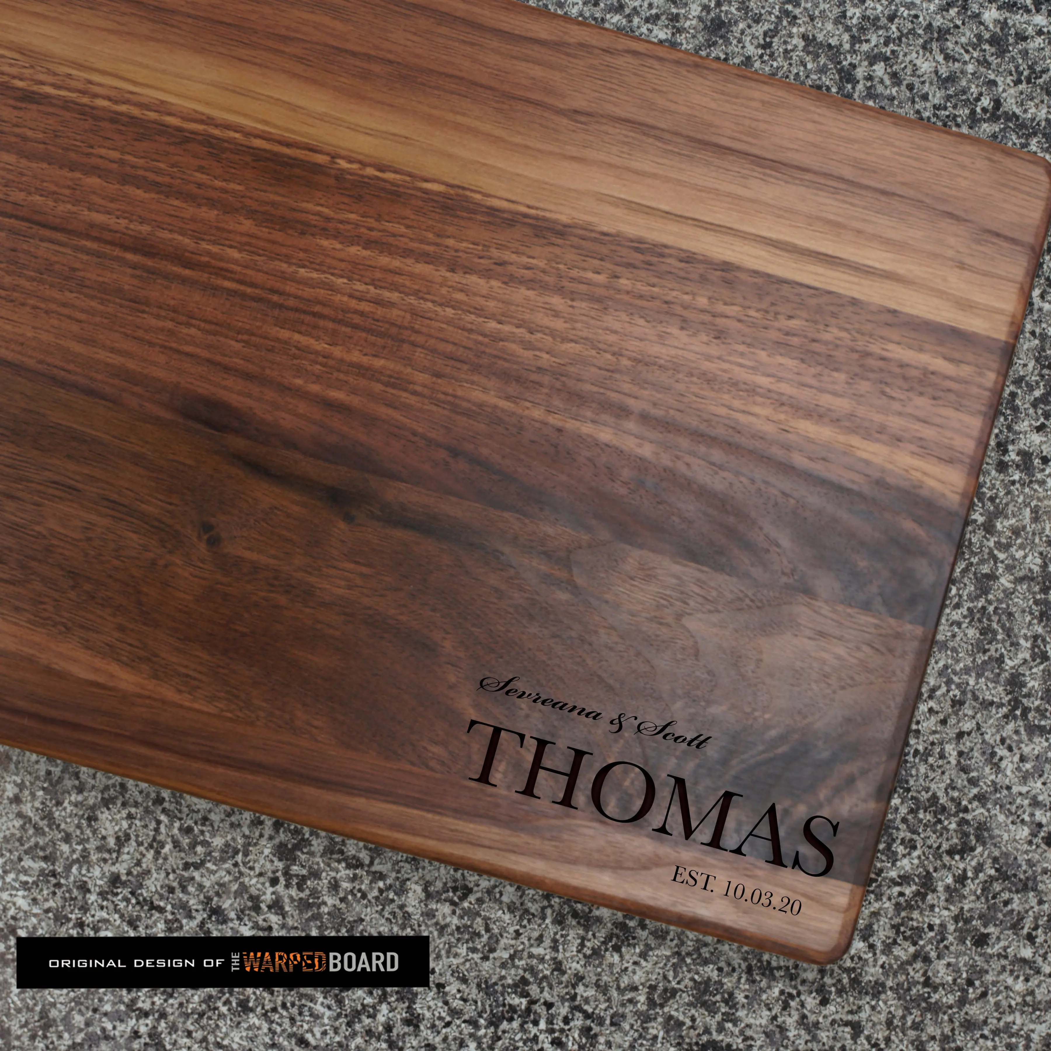 Personalized Couple's Family Name & Date Walnut Cutting Board