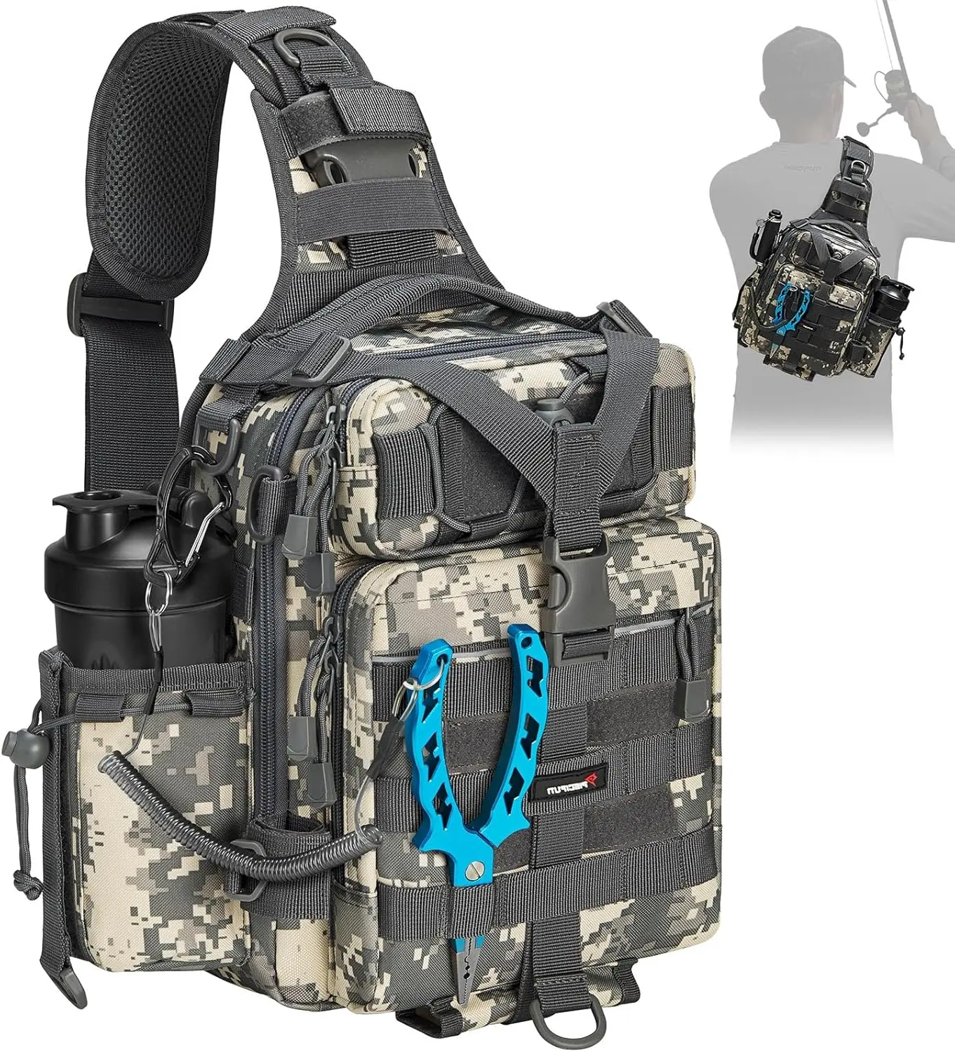 Piscifun Fishing Backpack 20L with 2 Rod Holders Tackle Storage Bag for Fishing Gear Organized & Durable