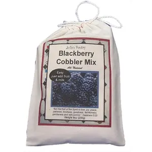 212 MAIN Blackberry Cobbler Mix, 9oz Cloth Bag (Pack of 4) - Vanilla-Infused Fruit Baking Mix for Light Homemade Treats in Bowls