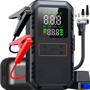 Multifunctional Car Jump Starter, Auto Battery Booster, Built-in Tire Inflator, LCD Display, LED Emergency Light, Portable Vehicle Emergency Power Tool, Car Tool Kit, Automotive Tool Kit
