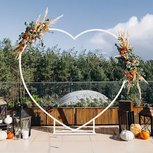 Wedding Arch Stand Heavy Duty White Heart Shape Wedding Arch Backdrop Stand Metal Plant Arbor Frame For Bridal Party, Wedding Ceremony, Garden Helloween Christmas