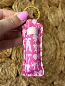 Pink Bow Lip Balm Keychain - for Lip Balm and Lipstick - Durable Material, Easy Access, Perfect Gift, Coquette