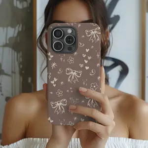Flower, bow, and heart patterned phone cases; sturdy and durable 2-in-1 case; compatible with iPhone 17/16/15/14/13/12/11 Pro Max/Plus/Pro, Galaxy S25/S24/S23 Ultra; durable, stylish protection; the perfect birthday gift for a friend.