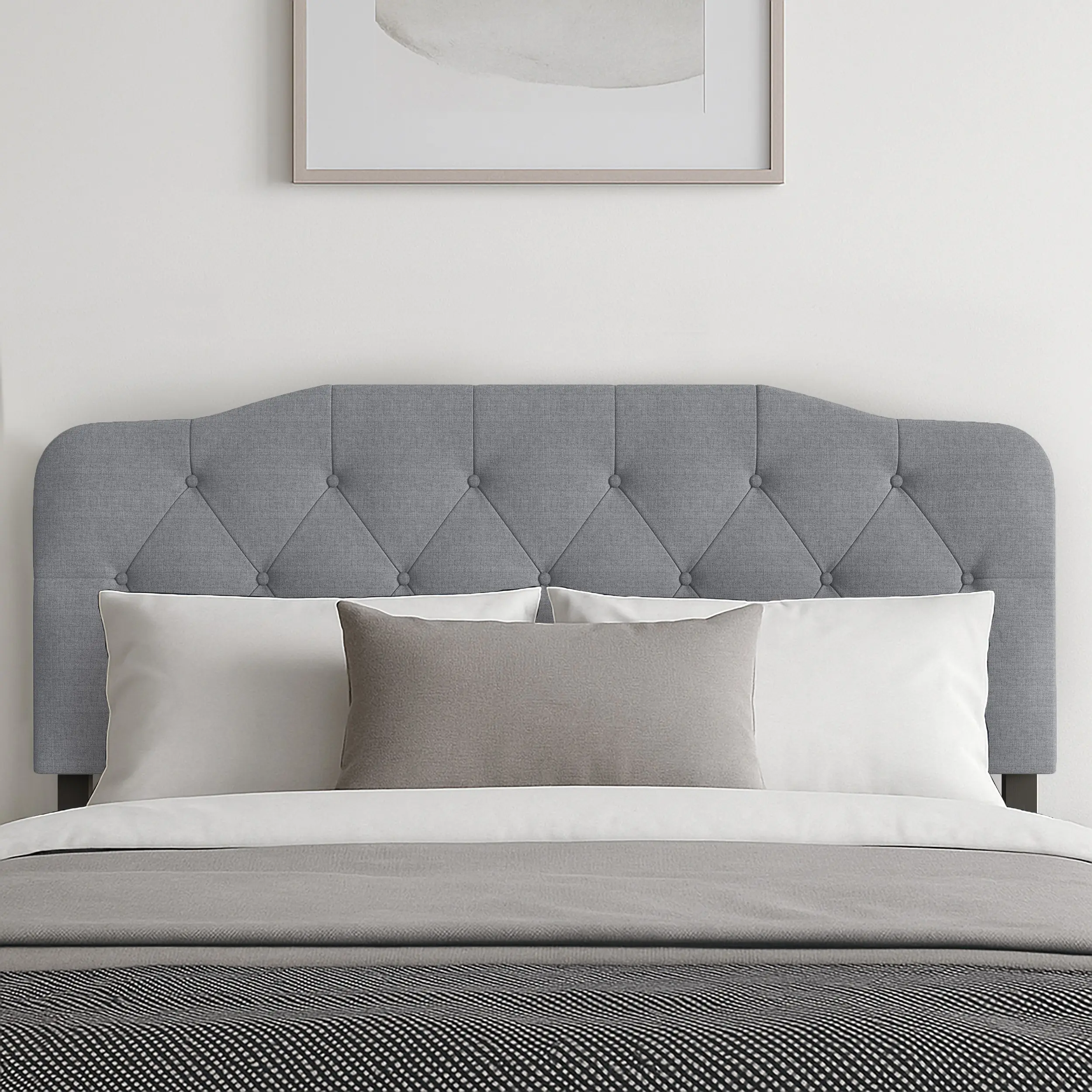 Favorer Angela Tufted Padded Headboard for Beds - Classic Design, Durable Blend Fabric, Adjustable Height for Adjustable Bases, Easy Hassle-Free Assembly, Multi-Size, Ideal for Modern Bedrooms, Elevated Home Headboards, Padded Headboards