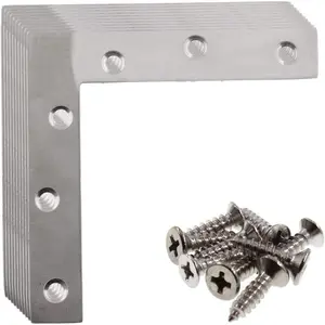 Stainless Steel L Shape Flat Corner Brace Bracket - Fixing Joining Support for Wood, Metal, Shelves, Furniture & Cabinet, Size 150*150/5.9*5.9 Inch
