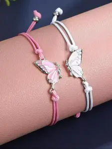 Friendship Bracelet Set 2 Piece Butterfly Design, Unique Gift for Women Girls, Matching Distance Bracelets for Best Friends
