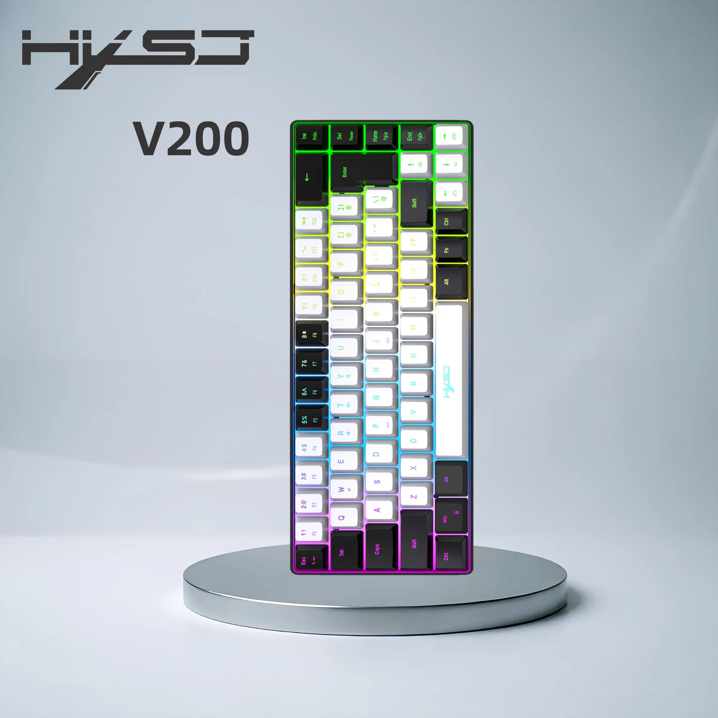 V200 Thin Wired Gaming Keyboard, USB-C Interface, Independent 68-Key RGB Backlit, Suitable for Home Gaming & Office Use