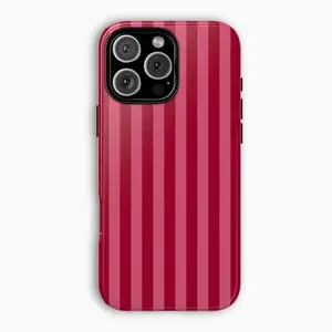 BERRY STRIPES iPhone Case, Red and Pink Striped Design, iPhone 16 15 14 13 12 11 X