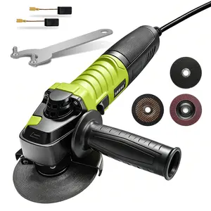 【FathersDayGift】SEESE Angle Grinder, 5 Inch 8 Amp 11000PRM Electric Grinder Tool 6-Variable-Speed Metal Grinderand Cutting Wheels, Flap Disc and Auxiliary Handle for Cutting, Grinding, Polishing and Rust Removal