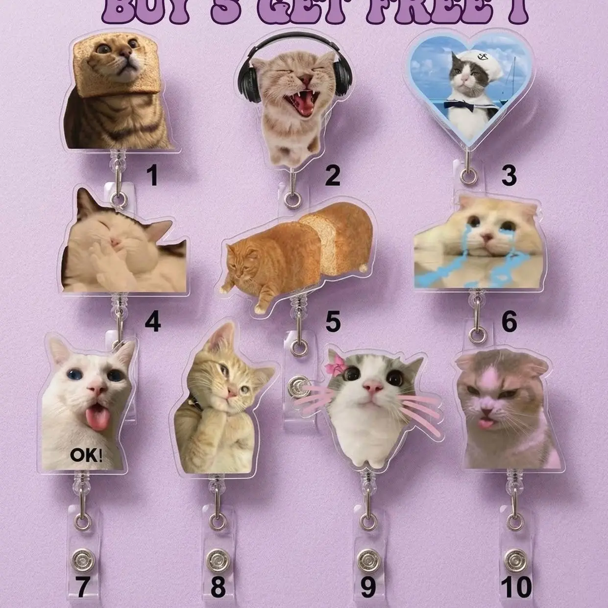 Meme Cat Nurse Badge Reel, Cute Animal Retractable Clip, Cute Nurse Badge Clip, Gifts for Colleagues