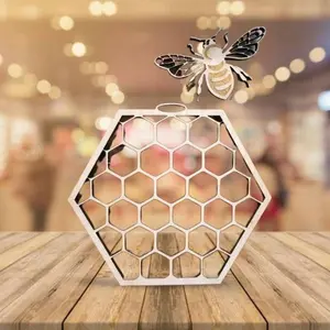 Honeycomb and Bee - Wooden Laser Cut Wall Decoration - Multiple Sizes - Bumble Bee - Wooden Cut Out