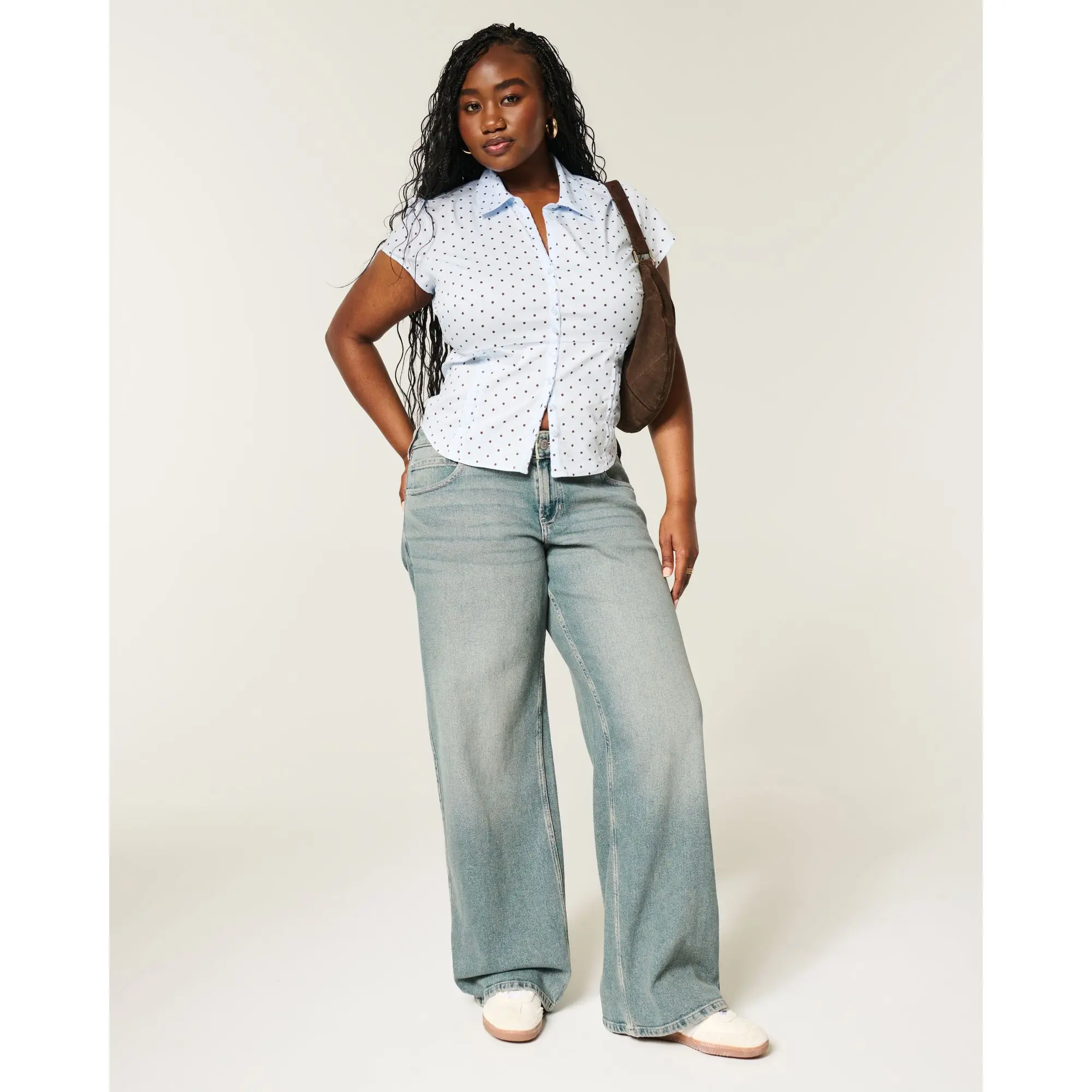 Hollister Low-Rise Y2k Medium Wash Baggy Jeans