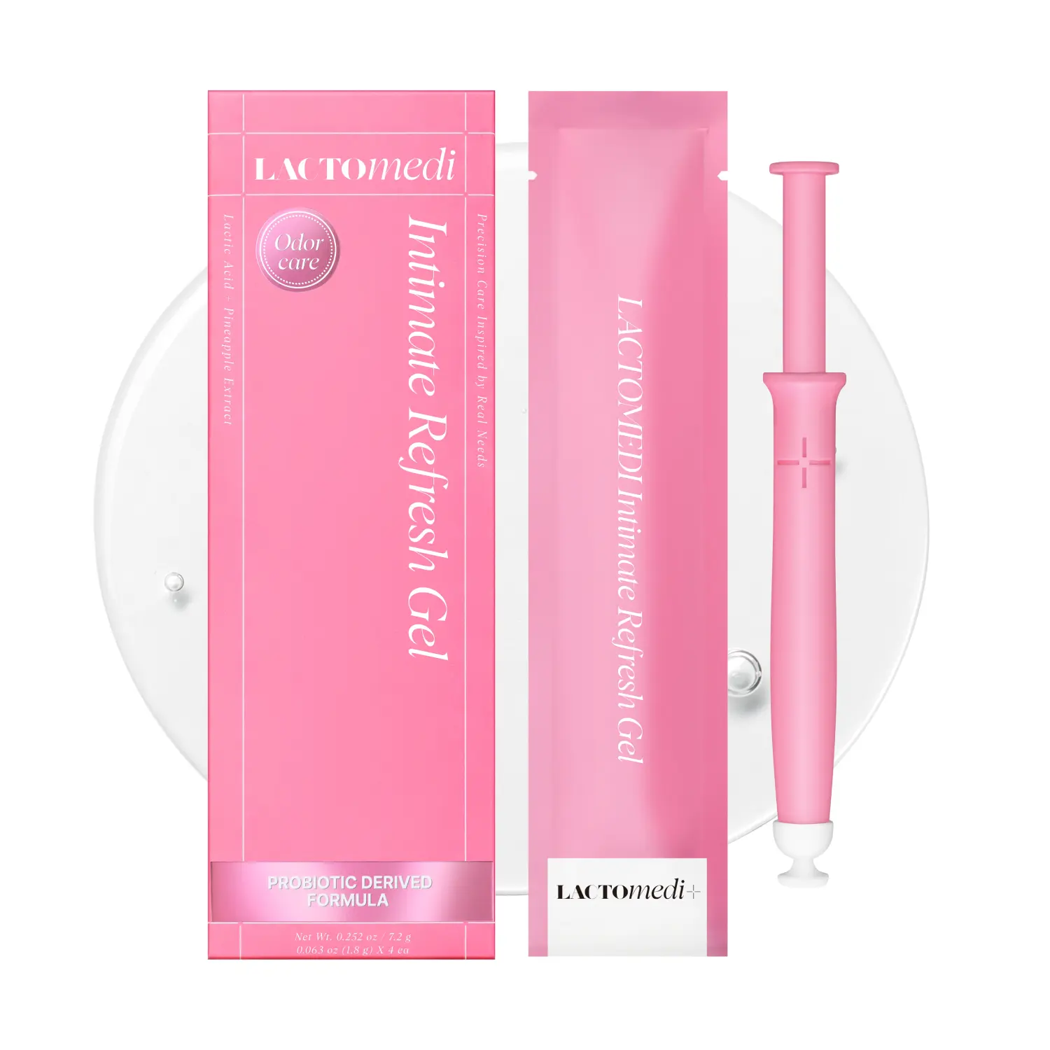LACTOMEDI Intimate Refresh Gel for Women (4pcs) | Lactic Acid, Vitamin C & Pineapple Extract | pH Balance & Odor-Care Freshness | Single-Use Applicators