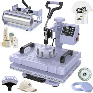 BIERUM 5 in 1 Heat Press Machine Combo，12x15 Inch Sublimation T-Shirt Press with 30OZ & 20OZ Tumbler Press，360° Swing Away Heat Transfer for Hats, Mugs, Plates，Valentine's Day gift