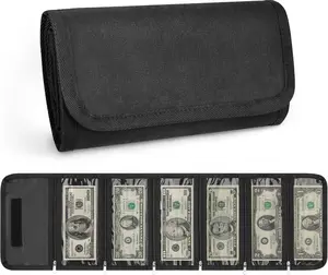 Organizer,  Organizer for  with 6 Zippered Pocket Black  Wallet Storage for Travel Currencies Receipts Bills, Envelope Budgeting for