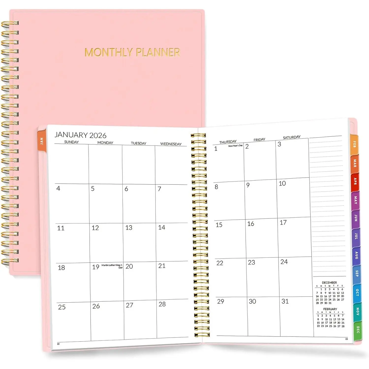 2-Year Planner 2026-2027 - 24 Months (Jan 2026-Dec 2027), 7"x10" Monthly Spreads, Yearly Views, Bonus Pages, Project Sched., Rainbow Tabs - Office Stationery Personal Organiser, Calendar Planner, Desktop Appointment Books & Planners