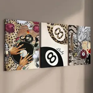 3-Piece Wood Frame Canvas Art Poster Set, Leopard Print Mix & Match Modern Wall Decor, High-Definition Waterproof Home Decoration