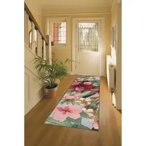 Lush Decor MARINA Indoor/Outdoor Power Loomed Synthetic Blend Low Profile Area Rug - Transitional Graphic Botanical Floral Colorful  (Tropical Floral)