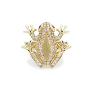 10k CZ Frog with Red Eyes Ring