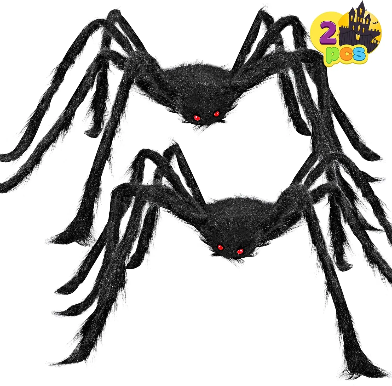 2Pack 4Ft Giant Halloween Spider Decorations Outdoor Indoor – Scary Large Spiders with Adjustable Legs for Yard Lawn Haunted House Props Decor