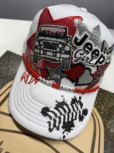 White & Red Jeep Hat