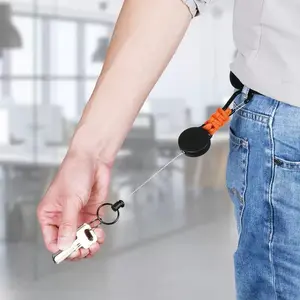 Keychain Outdoor Telescopic Round Keychain Handwoven Retractable Outdoor Hanging Buckle Easy Pull Key Clip Multifunctional Retractable Keychains And Two-Way Card Holders Retractable Keychain Lanyard Retractable Key Ring