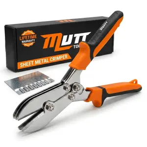 Mutt Tools 5 Blade Sheet Metal Crimper Tool with Ergonomic Grip – Crimp 24ga Steel and 28ga Stainless – Gutter Crimping Tool for Downspouts, Stove Pipe, Sheet Metal and Duct Work