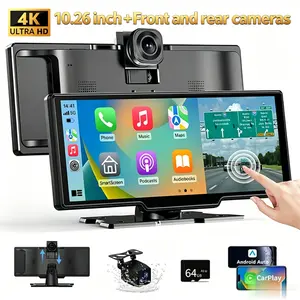 2026 Upgraded Wireless CarPlay 10.26in IPS Touchscreen Car Video Player - Supports iPhone CarPlay, Android Auto, Mirror Link (TikTok, YouTube), Backup Camera, Navigation, Voice Control, 1080p Display, Bluetooth, Auxiliary Input
