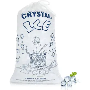 Ice Bags 8lb with Drawstring, 50 Pack Plastic Ice Bags for Ice Storage