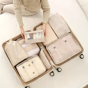 7pcs Large Capacity Travel Organizer Set, Nylon Packing Cubes with Storage Pouch, Ideal for Clothes & Accessories, Perfect for Vacations, Travel Organization Pouch, Travel Organizer Bag