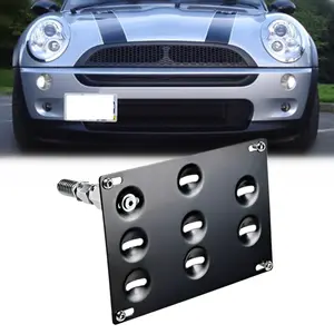 No Drill Front License Plate Holder Tow Hook Relocator Bracket fit for Mini Cooper R50 R52 R53 R55 R56 R57 R58 R59 2002-2014 Stainless Steel Mount Holder