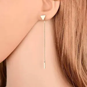 [Goodie$9.99] Long Earrings Female Tassel Triangle Earrings Small Earrings Rhombus Alloy Electroplated Gold Silver