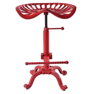 Rustic Industrial Bar Stool-Cast Iron Tractor Seat Stool-Adjustable Counter Height Swivel Breakfast Bar Stool-Farmhouse Metal Stool-19.7-26.8 Inch Seat Height